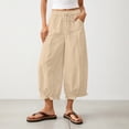 thumbnail image 4 of Only Moment Wide Leg Linen Pants Women with Flounce Hem Pant Legs Pants for Women Business Casual Outfits 2026 office Dress Pants Trousers with Pockets Khaki,XL, 4 of 5