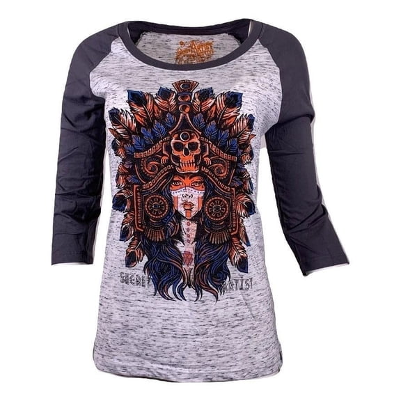 SECRET ARTIST by AFFLICTION Women's T-Shirt L/S ZUMA Tee