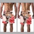 thumbnail image 3 of luoweisi Men's Beach Shorts Quick Dry Swim Trunks with Mesh Lining Rose and Leopard XL, 3 of 5