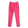 thumbnail image 4 of OSOLU New Slim Fit Solid Color Pleated Micro Elastic Formal Straight Leg Pants Casual Pants Women Pants Trousers Everyday Comfort Versatile Bottoms, 4 of 5