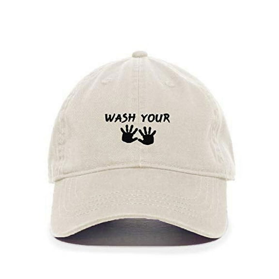 Wash Your Hands Baseball Cap Embroidered Cotton Adjustable Dad Hat