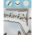 thumbnail image 4 of Quilts Twin-XL Size Bedding Set, Spring Magnolia Flower Lightweight Quilted Comforter, White Floral Botanical Light Blue Reversible Bedspread Coverlet with Pillow Covers for All Season, 68" x 98", 4 of 7