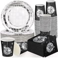 thumbnail image 1 of SHIQI-100PCS Disco Ball Paper Plates and Cutlery Set Party Plates Paper Cups Napkins for Disco Party Decorations 90s Party Decorations for Serving 25 Guests Disco Party Tableware Set, 1 of 4