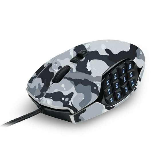 MightySkins Skin Compatible with Logitech G600 MMO Gaming Mouse - Gray Camouflage | Protective, Durable, and Unique Vinyl Decal wrap Cover | Easy to Apply, Remove, and Change Styles | Made in The USA