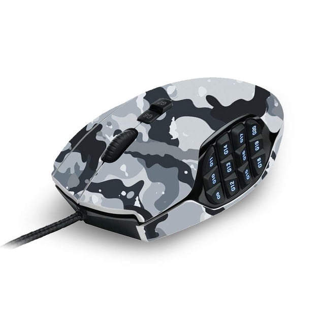 MightySkins Skin Compatible with Logitech G600 MMO Gaming Mouse - Gray Camouflage | Protective, Durable, and Unique Vinyl Decal wrap Cover | Easy to Apply, Remove, and Change Styles | Made in The USA