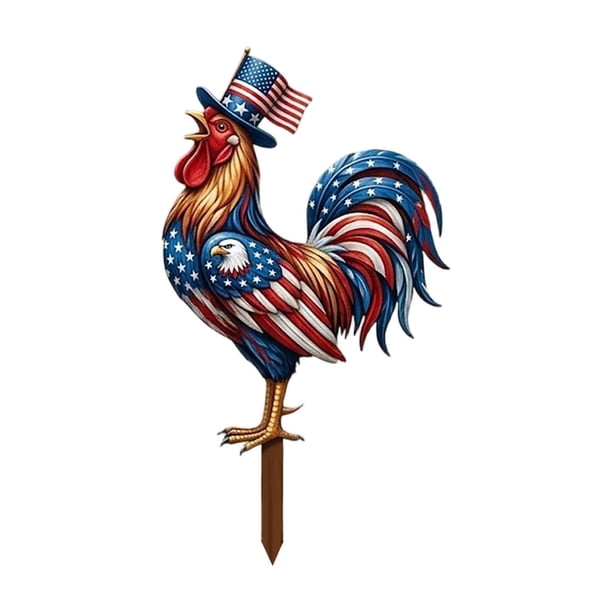 Patriotic 4th of July Metal Yard Stake Double-Sided Outdoor Garden Decor Independence Day Sign for Porch Courtyard 11.8 X 7.9IN