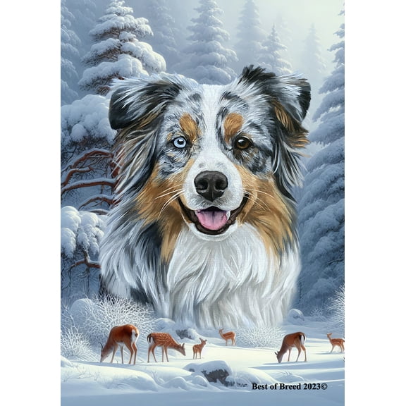 Australian Shepherd Blue Merle - Best of Breed  Winter Wonderland Garden Flag