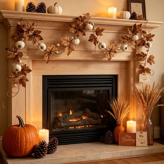 Mrzvby Fall Decoration and Home Decor,Artificial Maple Leaves Pumpkins Sunflowers And Vines For Thanksgiving Home Decor And Festive