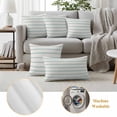 thumbnail image 3 of 2 Pack Outdoor Waterproof Throw Pillows, Abstract Teal Stripe Geometric Art Decorative Square Pillow Case Patio Pillows for Chair Couch Sofa 18x18in, 3 of 9