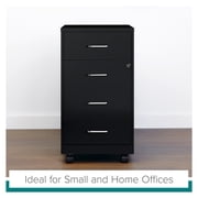 Space Solutions 18 Deep 4 Drawer Metal Mobile Organizer, 4 Box Drawers, Locking, Black
