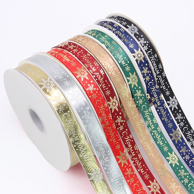 Leodye Christmas Ribbon for Crafts, Holiday Ribbon Christmas Ribbon for Gift Wrapping Festival Holiday Party Hair Bow Clips DIY Crafts Decoration