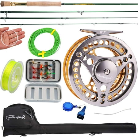 Sougayilang 9ft Fly Rod and Reel Fishing Combos Fly Pole Aluminum Alloy Fly Reel Complete Starter Kit