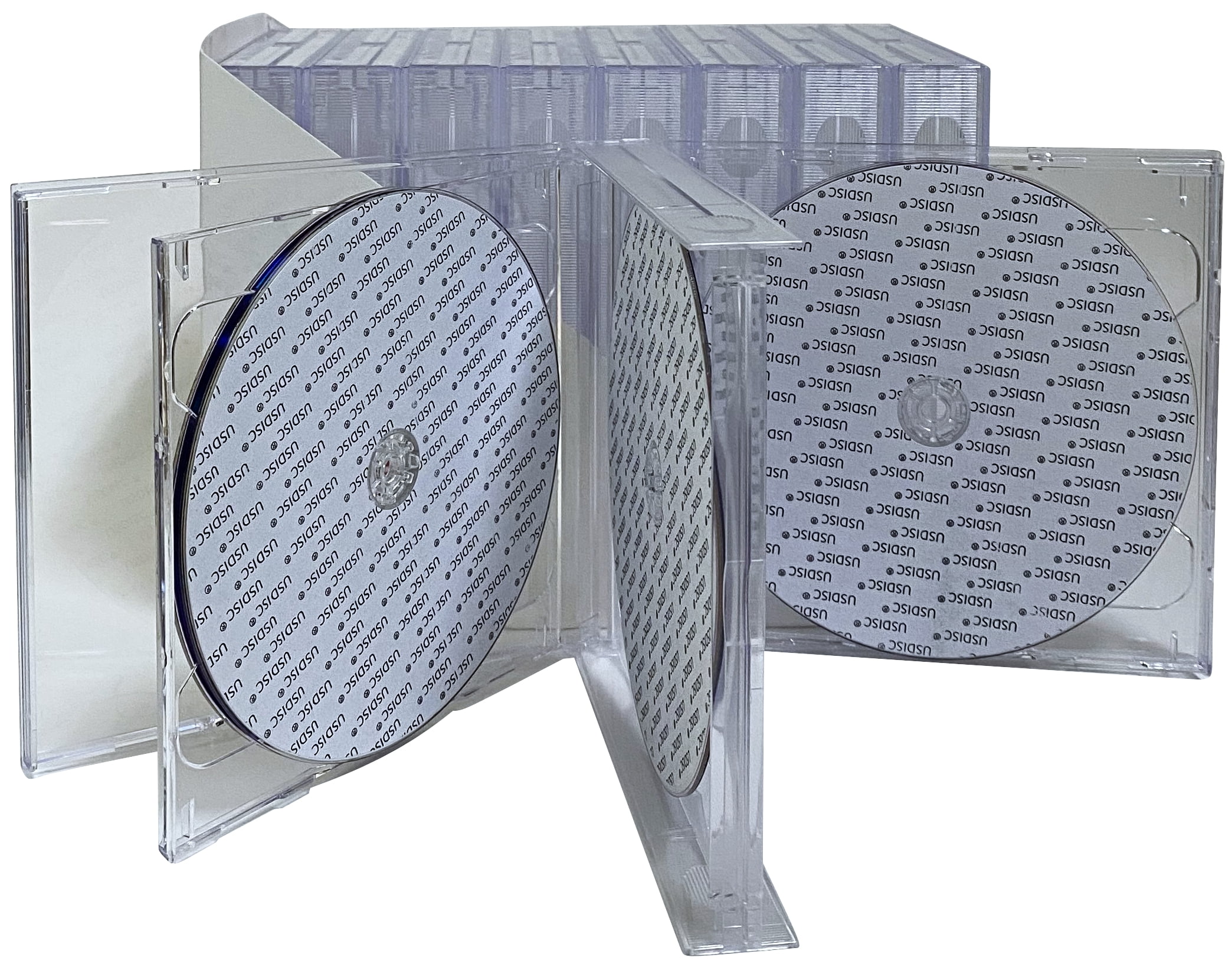 USDISC CD Jewel Cases Chubby 24mm, Quintuple 5 Disc, Clear, Pack Of 10