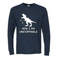 thumbnail image 2 of Wild Bobby, Unstoppable T Rex Funny, Pop Culture, Men Long Sleeve Shirt, Vintage Heather Navy, Small, 2 of 4