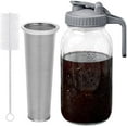 thumbnail image 1 of Cold Brew Coffee Maker - 2 Quart 64oz Stainless Steel Filter Cold Brew Pitcher Jar, No Leaks Cold Brew Mason Jar Coffee Maker, Easy to Clean Cold Coffee Maker Gray 64 Ounces Gray 64 Ounces, 1 of 5