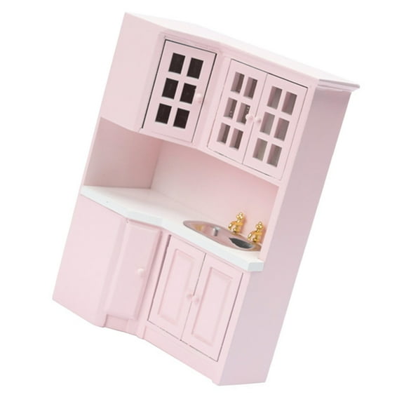 Realistic Furniture Miniature Kitchen Cabinet for 1/12 Dollhouses Decorations
