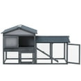 thumbnail image 2 of 58" Gray Rabbit Hutch - Wooden Bunny Cage with Run Area & Asphalt Roof, 2 of 9