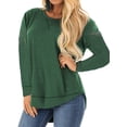 thumbnail image 6 of LANREMON Plus Size Fall Winter Tops for Women Casual Long Sleeve Round Neck Tunic Oversized Workout TShirts Shirts Blouse Green 16 Plus, 6 of 6
