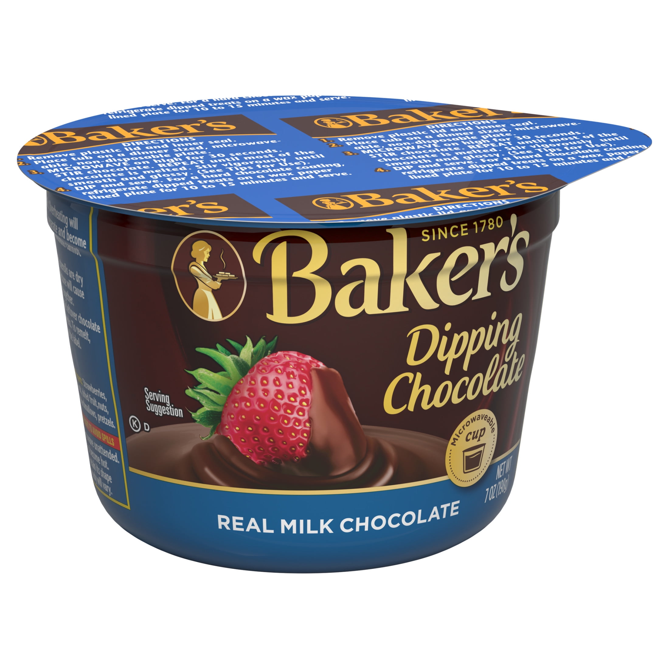 (8 pack) Baker's Real Milk Dipping Chocolate, 7 oz Cup