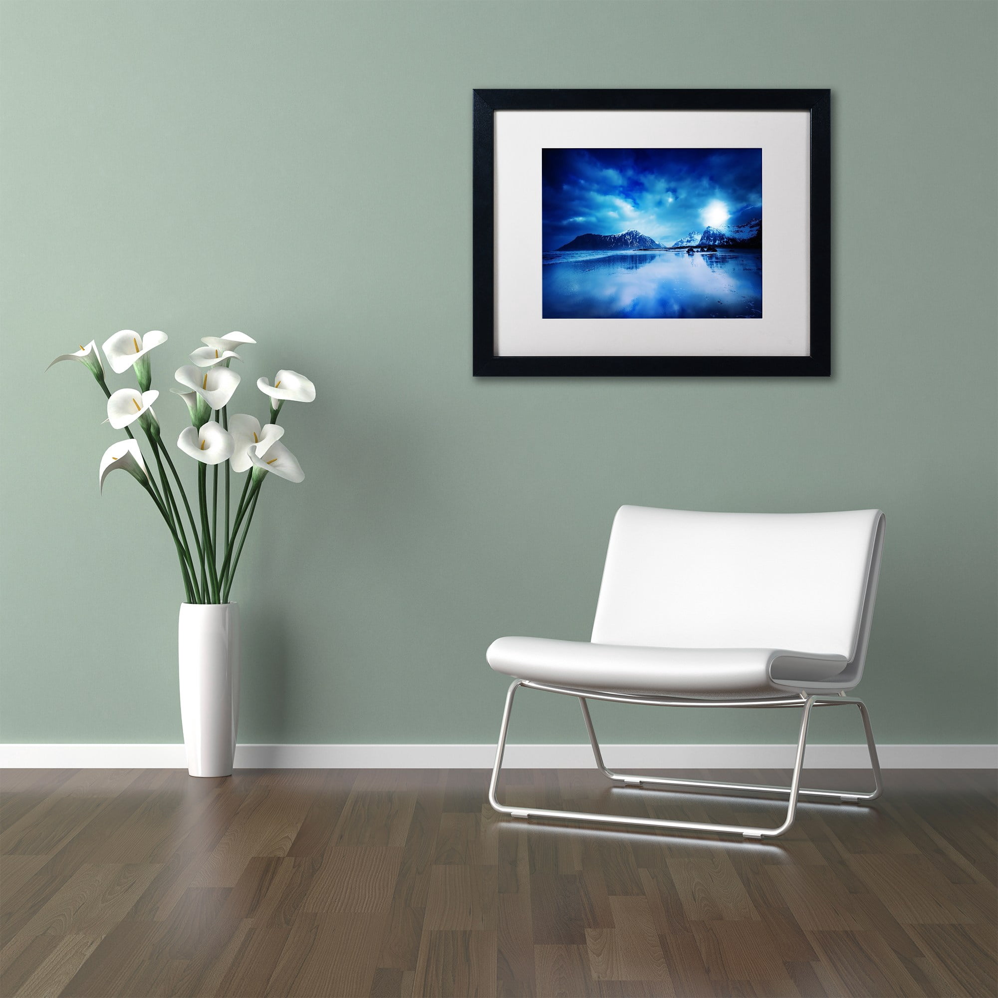 Trademark Fine Art "Lofoten Blues" Canvas Art by Philippe Sainte-Laudy, White Matte, Black Frame