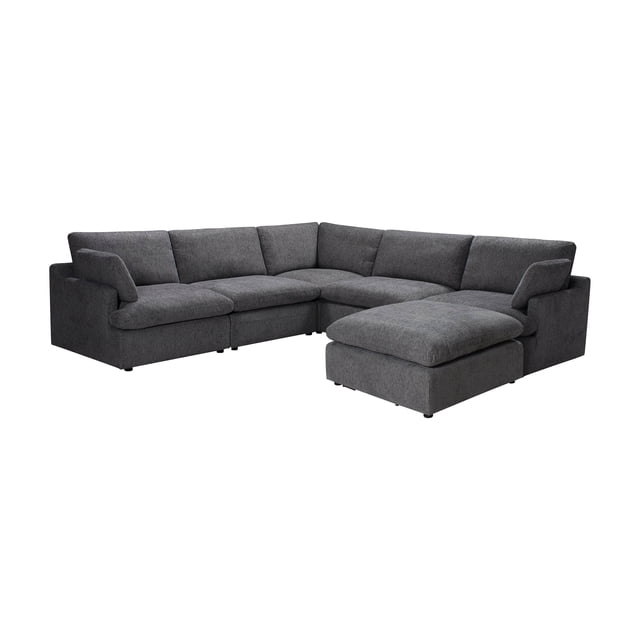 Urban Cali Long Beach Canapé Sectionnel d'Angle Modulaire avec Ottoman (Gris Bleu)
