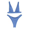 thumbnail image 4 of Huowey Women Swimwear 2PCS Swimsuit Solid Color Bikini Pool Bathing Suit Honeymoon Cruise Trendy Wear, 4 of 5