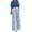 Blue, variant on Summer Hot Saving! ITSUN Women Outfits Froral Print Casual V Neck Short SLeeve Top Long Pant Leisure Set Blue L