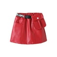 thumbnail image 1 of Bagilaanoe Toddler Baby Girls Skirts PU Leather A-line Short Mini Skirts with Belt Autumn Winter 1T 2T 3T 4T 5T 6T Clothes, 1 of 9