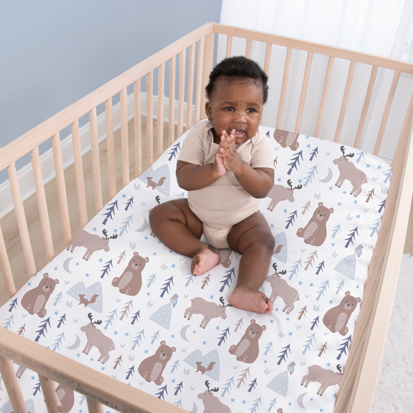 The Peanutshell Crib Bedding, Elephant Walk Baby Crib Bedding Set & Stuffie Plush Toy, 4-Piece Set