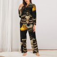 thumbnail image 2 of Fuzoiu Duck Bones Print Women's Long-Sleeved Pajama,Lounge Button Down Nightwear,Womens Notch Collar Pajama Set-Medium, 2 of 7