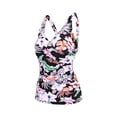 thumbnail image 3 of FORTANT Women's Floral Print Plus Size Two Piece Tankini Swimsuits Ruched Tummy Control Tankini Top with Swim Shorts, Size S-4XL, 3 of 8