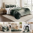 thumbnail image 6 of Quilts King Size Bedding Set, Green Black Foggy Forest Lightweight Quilted Comforter, Abstract Art Mountain Soft Reversible Bedspread Coverlet with Pillow Covers for All Season, 96" x 106", 6 of 9
