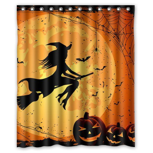 Details about   Halloween Red Moon Pumpkins Truck Scarecrow Waterproof Fabric Shower Curtain Set 
