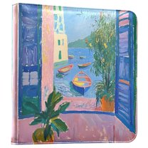 FORMRS 3 Ring Photo Album 4"x6" Self Adhesive Large Capacity PU Leather Cover, Purple Window