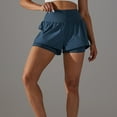 thumbnail image 5 of uublik Bike Shorts With Pockets Women Super Soft Yoga with Pockets Flowy Running Shorts Dark Blue, 5 of 5