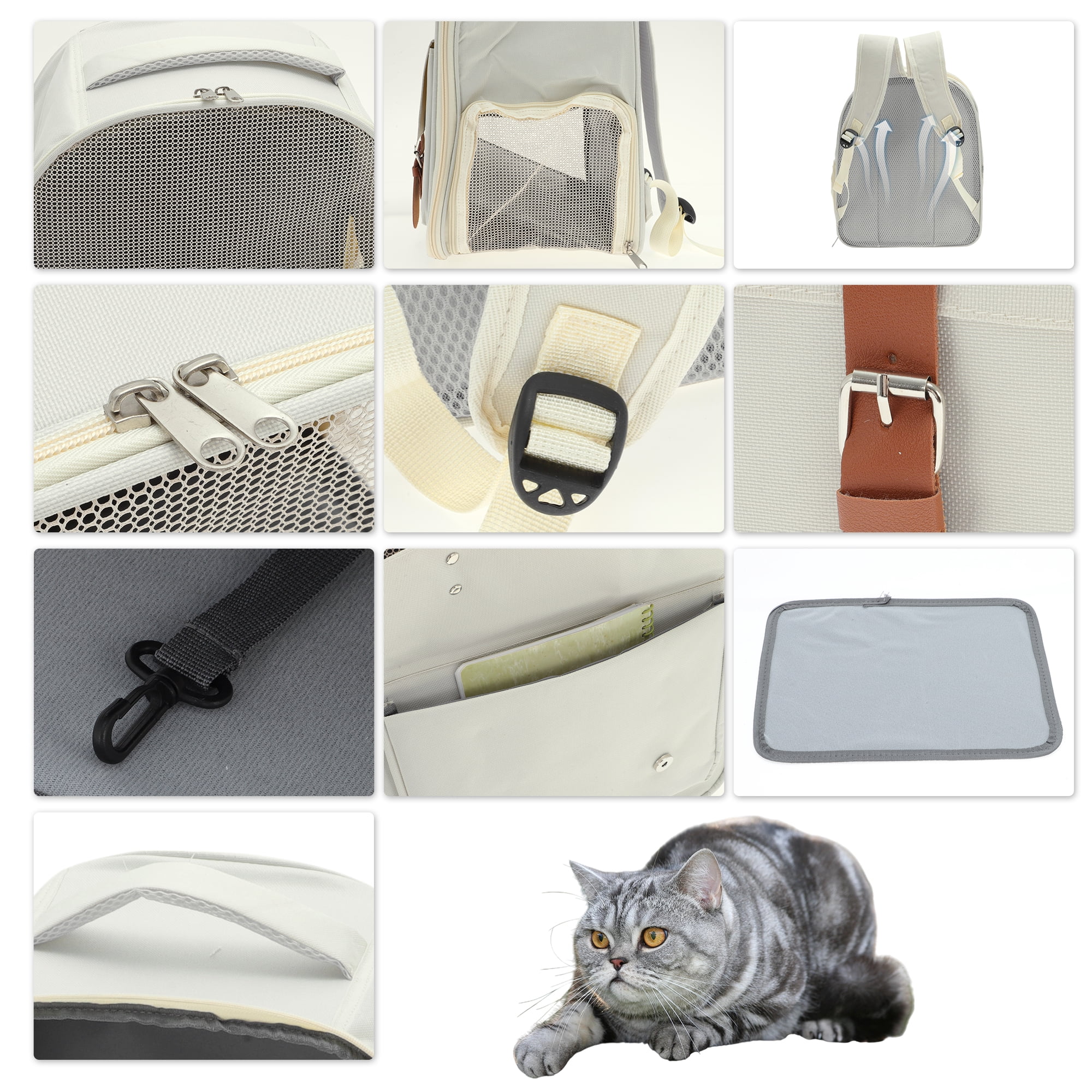Unique Bargains Pet Backpack for Cats and Small Dogs Breathable Carrier Beige