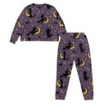 thumbnail image 2 of HELLHERO Halloween Sleepwear Set for Women Witch Cat Printed Drawstring Pajama Crewneck Loungewear Moon Star Printed Pjs Set for Home, M, 2 of 5