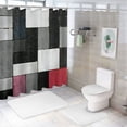 thumbnail image 7 of PRATYUS Grey Geometric Shower Curtain  Modern Abstract Bathroom Set with Hooks 36x72, 7 of 7