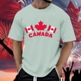 thumbnail image 2 of T-Shirts Summer Short Sleeve Breathable Comfortable Maple Leaf Flag Pattern Athletic Shirts Mens Light Green XXXL, 2 of 4