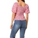 thumbnail image 3 of INSPIRAR CHIC Blusa Floral para Mujeres Cuello Cuadrado con Manga Abullonada Espalda Fruncida Top Casual Rosa XS, 3 of 7