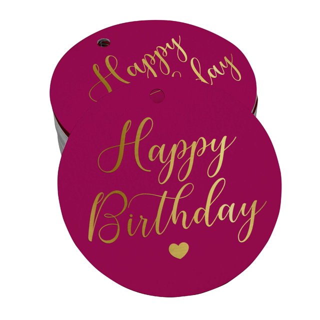 Inkdotpot Pack Of 100 Happy Birthday Favor Paper Tags Craft Real Gold Foil Hang Tags