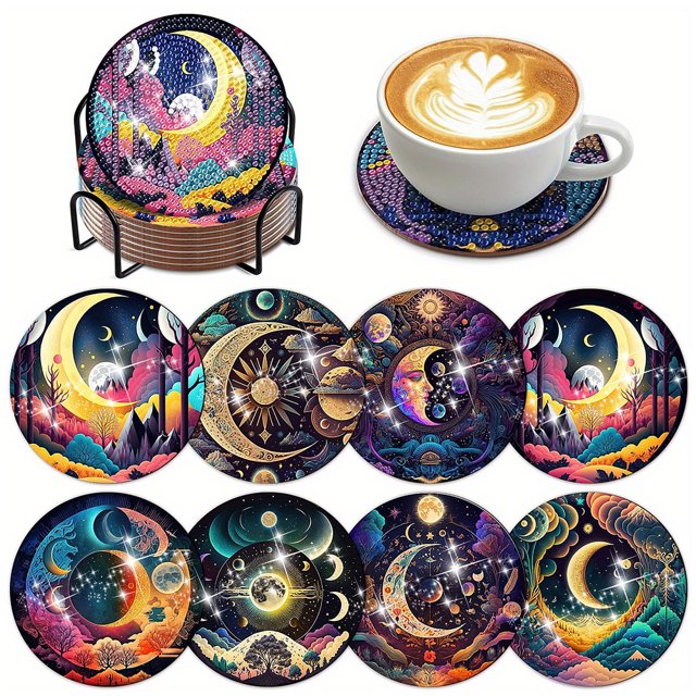Posavasos para Manualidades Ygjytge con pintura diamantes 8 uds