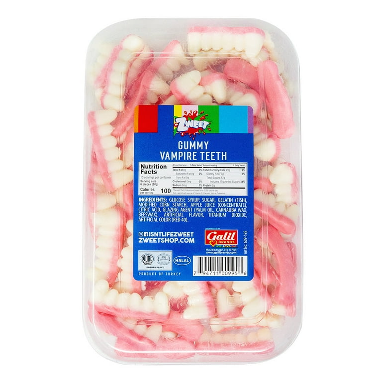 Sweet　s Zweet Vampire Teeth Gummies, Tasty & Colorful Toddler Snacks, 10