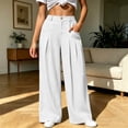 thumbnail image 7 of ZHYou No Boundarie Womens Baggy Fit Pant Low Rise Pleated Cargo Oversized Wide Leg Business Dress Casual Trousers with Pockets,White,Size L, 7 of 7