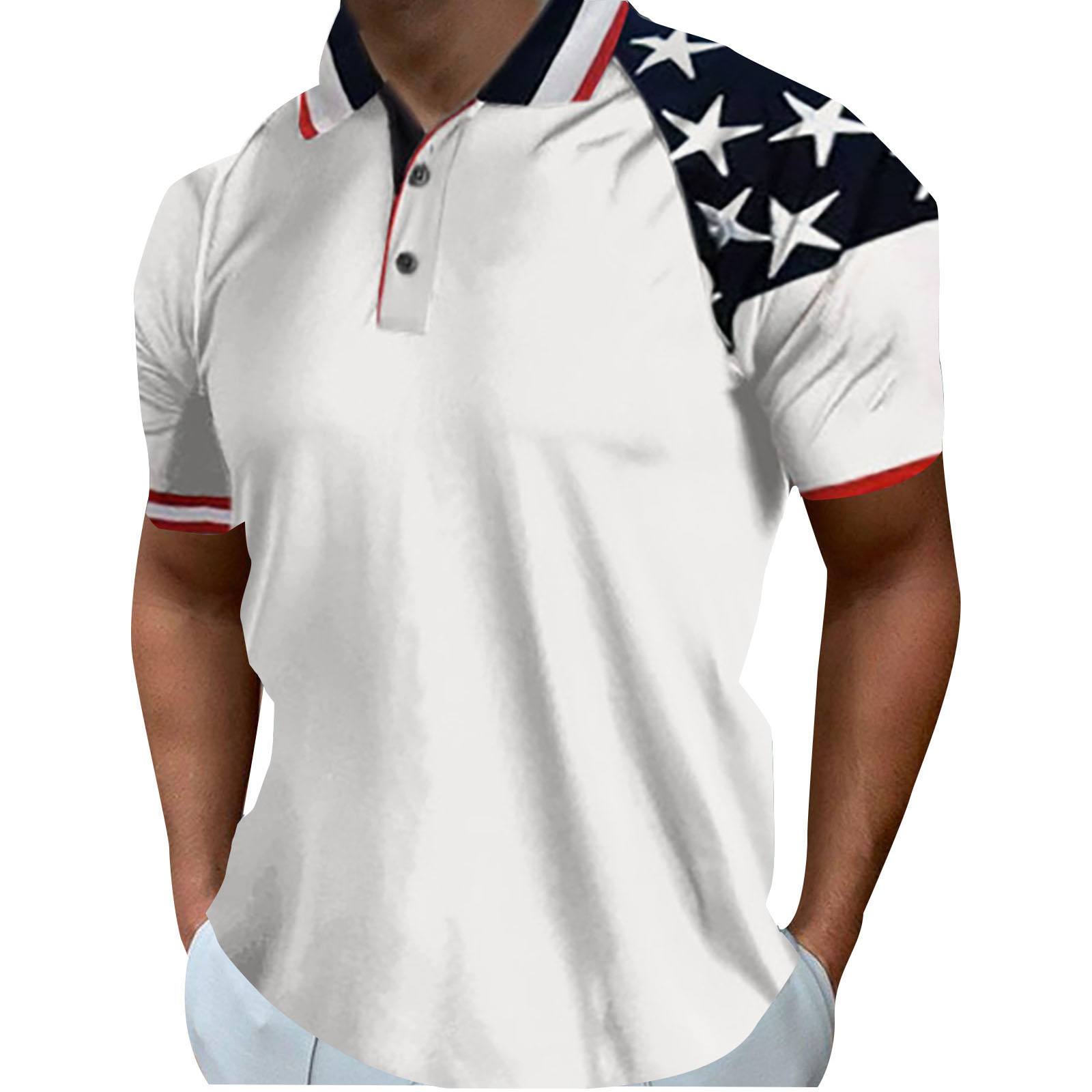 4th of July Shirts for Men Plus Size Summer Short Sleeve Lapel Polo ...
