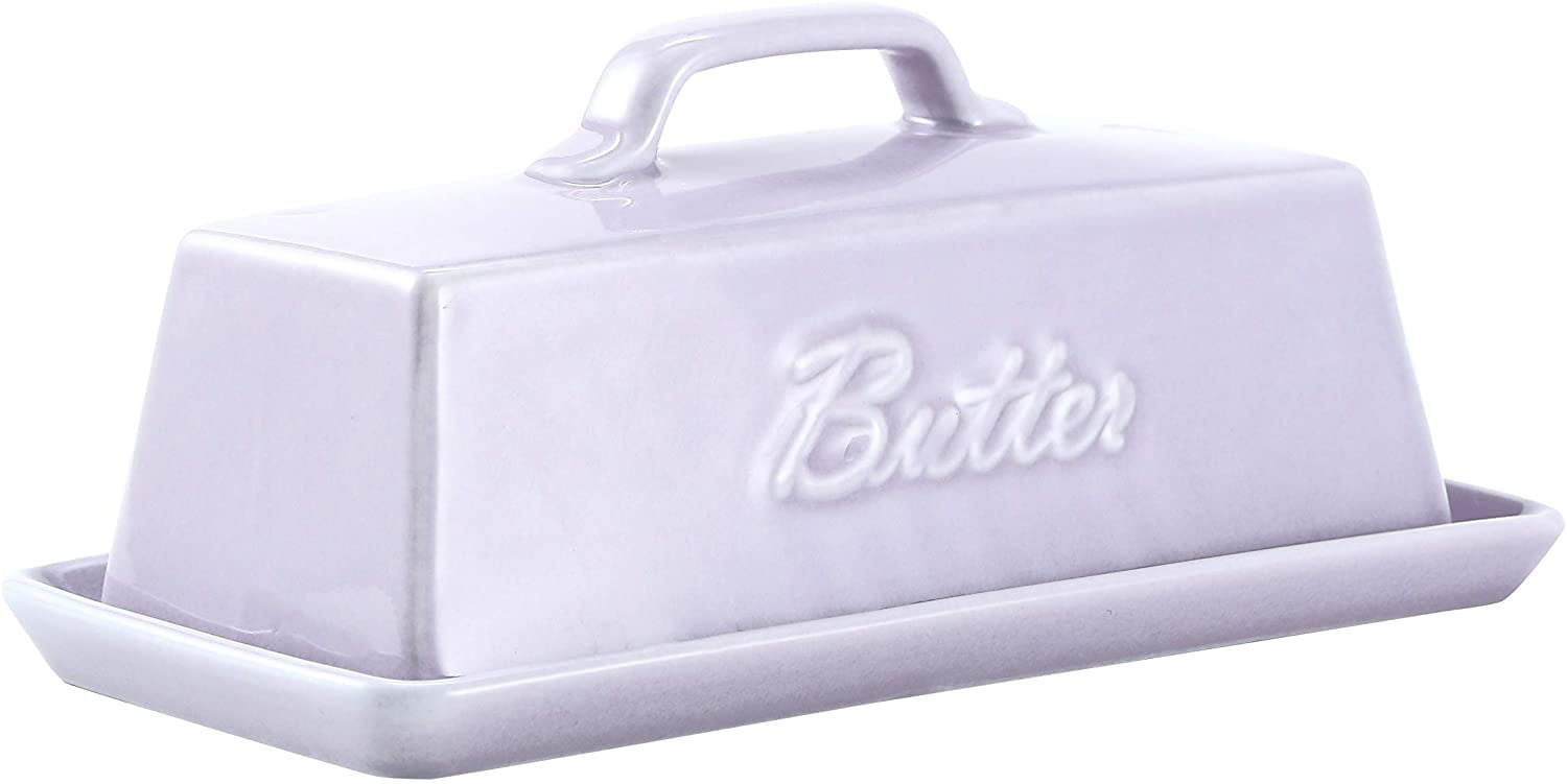 Bruntmor Elegant Porcelain Butter Dish with Lid, Covered Butter Keeper