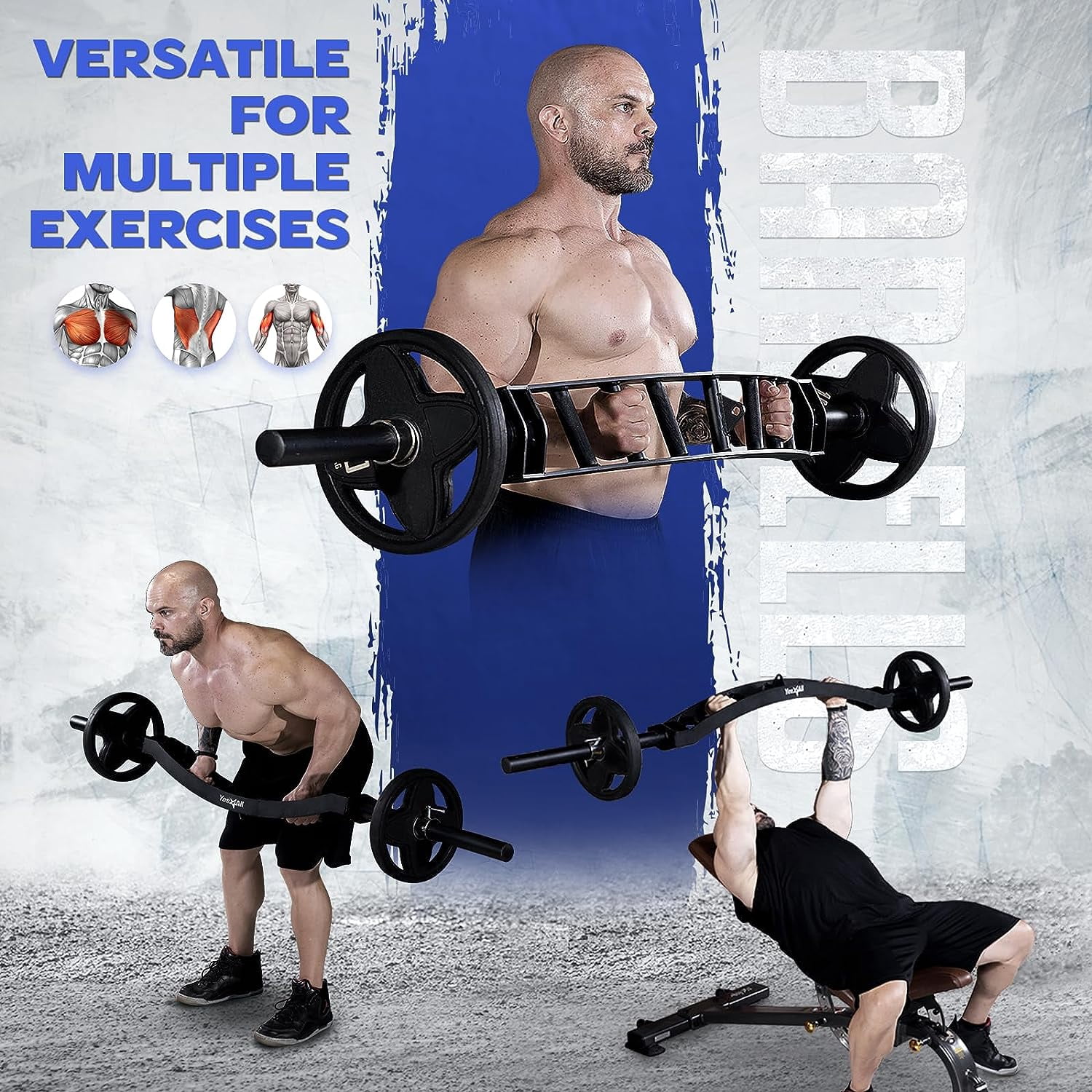 Yes4All Metal - Multi-Grip Barbell and Cable Attachments