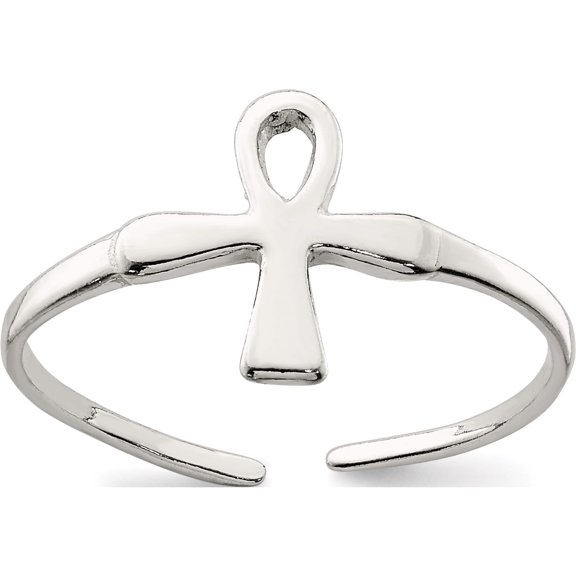 Sterling Silver Ankh (Egyptian Cross) Toe Ring Made In India qr839