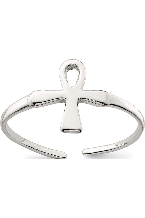 Sterling Silver Ankh (Egyptian Cross) Toe Ring Made In India qr839