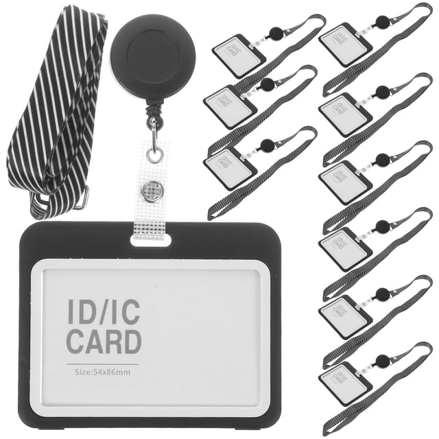 10 Ensembles de Manchons pour Badge Manchon Transparent pour Porte-Badge Manchon pour Carte Manchon pour Badge Nominatif avec Lanière